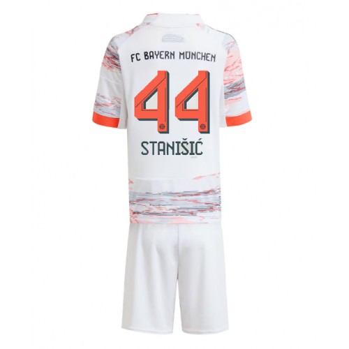 Lacne Dětský Futbalové dres Bayern Munich Josip Stanisic #44 2025-26 Krátky Rukáv - Preč (+ trenírky)